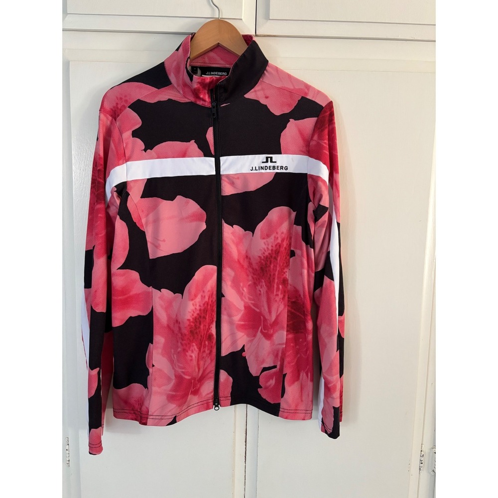 J.Lindeberg Jarvis Tour Mid Layer Pink Floral Full Zip Golf Jacket Size M